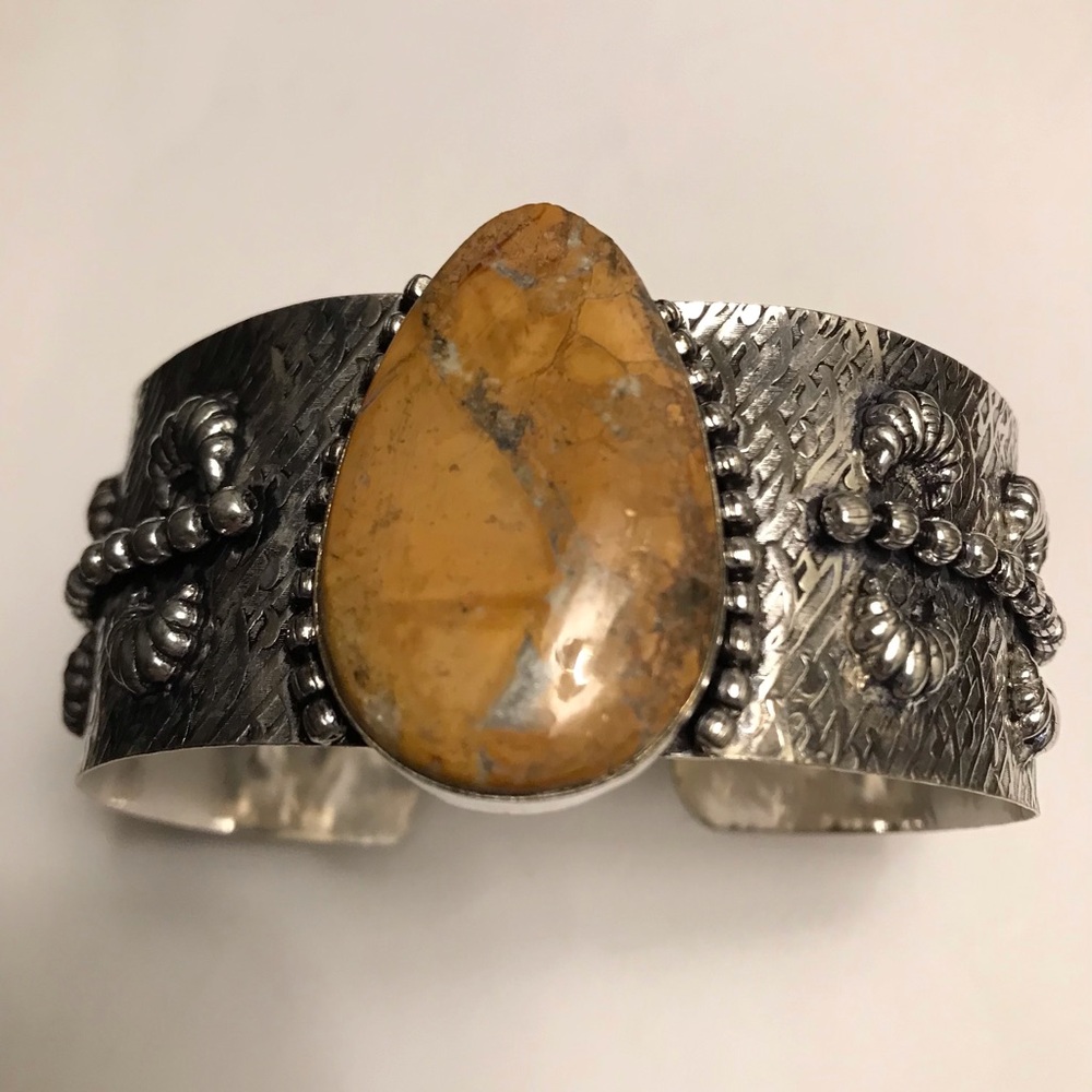 Maligano Stamped 925 Sterling Silver Cuff Bracelet